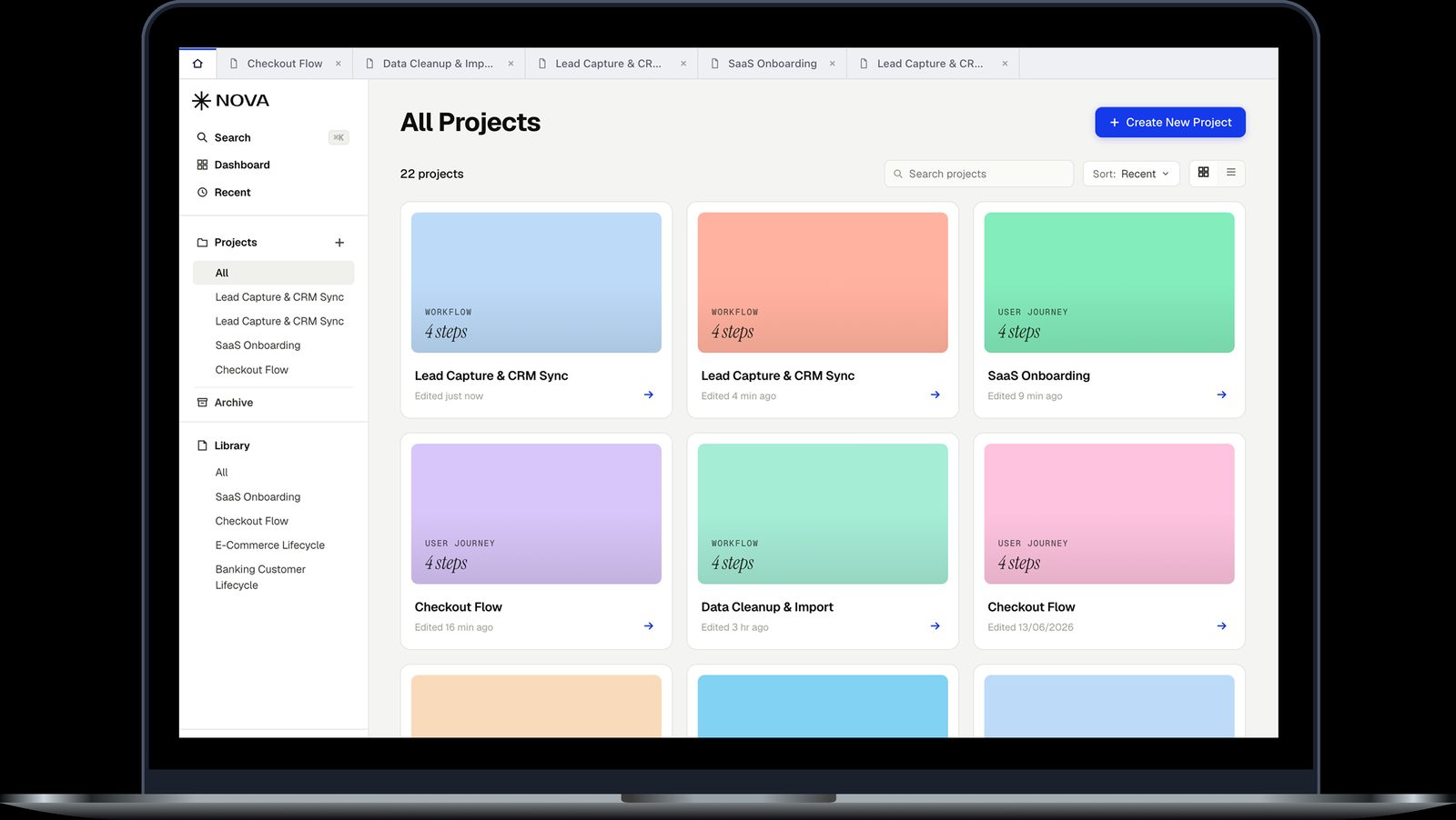 All projects — NOVA screenshot