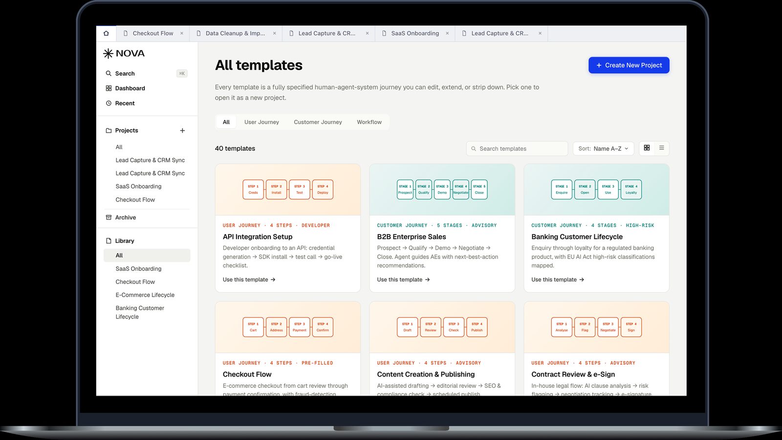 Template library — NOVA screenshot